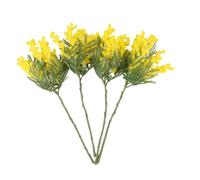 Opatiny Lot de 4 bouquets de fleurs artificielles pour décoration de maison et de mariage, jaune et blanc, 39 cm, arrangement réaliste d'acacia