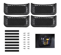 Opatiny Lot de 4 filets de rangement de voiture 257 x 120 mm pour coffre, camping-car, caravane, bateau, maison avec 16 vis et 8 bandes élastiques, noir