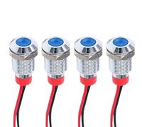 Opatiny Lot de 4 voyants lumineux LED 10 mm 12-24 V étanches IP65 pour applications électriques industrielles et de bricolage, pour boîtier en métal avec anneau en caoutchouc, rouge/bleu/blanc/jaune