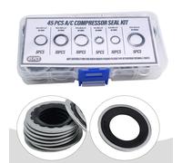 Opatiny Lot de 45 joints d'étanchéité pour compresseur de climatisation automobile, 6 tailles de joint torique pour rondelle, assortiment de réparation de climatisation, pièces d'étanchéité étanches
