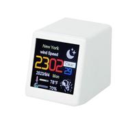 Opatiny Mini TV pour station météo intelligente, écran 240 x 240 pixels, horloge numérique alimentée de type C avec date et heure et animation météo, pour décoration de maison et de bureau