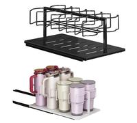 Opatiny Organiseur de bouteille d'eau extractible pour tasses de 10 et 1,2 l, tiroir d'armoire de cuisine en métal, blanc