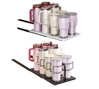 Opatiny Organiseur de bouteilles d'eau extractible pour tasses de 9 et 1,2 l, étagère de tiroir de cuisine en acier inoxydable, blanc