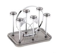 Opatiny Organiseur de tasses de comptoir de cuisine, porte-tasse à café à 6 crochets avec drainage, étagère en verre peu encombrante pour la maison et le bureau, argent (argent B)