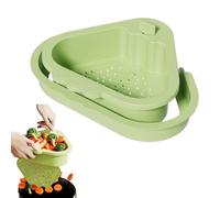 Opatiny Panier d'angle pour évier avec vidage automatique en une pression, égouttoir peu encombrant pour déchets de cuisine et organisateur d'éponges, 25,5 x 22 x 9 cm, vert/jaune