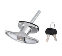 Opatiny Poignée en T pour bouchon de camion, coque de camping-car et porte de garage, construction en alliage de zinc, mécanisme de sécurité résistant aux intempéries, chromé (A)