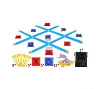 Opatiny Pouf portable Tic-Tac-Toe - Jeu de lancer - Kit d'entraînement sensoriel pour fête de jardin - 3 à 12 ans - Jaune et bleu (kit1 bleu)