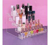 Opatiny Présentoir à 4 niveaux en acrylique transparent pour parfums, cosmétiques et bijoux - Organisateur polyvalent avec design double face, 30,5 x 23,1 x 16,0 cm