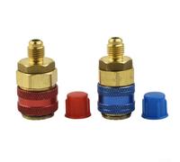 Opatiny R134a Adaptateur coupleur rapide pour climatisation de voiture, raccord évasé mâle HVAC SAE côté haut et bas, connecteurs rouges et bleus de 6,35 mm