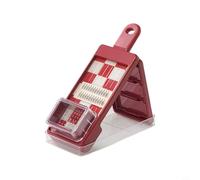 Opatiny Râpe à légumes multifonction avec 4 lames en acier inoxydable, protection de sécurité, base antidérapante, passe au lave-vaisselle, beige (rouge)