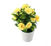 Opatiny Rose artificielle en pot avec pomme de pin style bonsaï, 18 x 25 cm, pour décoration de maison, bureau, jardin, rouge