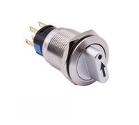 Opatiny Sélecteur 3 positions en métal avec éclairage 12 V en acier inoxydable 3 A pour applications 12-24 V/110-220 V