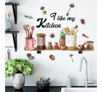 Opatiny Sticker Mural Cuisine Décoration Maison 30x60cm PVC Mat Imperméable Amovible Ustensiles de Cuisine Design Amusant Cuisine Cuisine Cuisine Salon Chambre Restaurant
