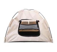 Opatiny Tente de camping pliable pour animal domestique avec rideaux et fenêtres en maille respirante pour chats, chiens, lapins - Beige, 40 x 40 x 38 cm