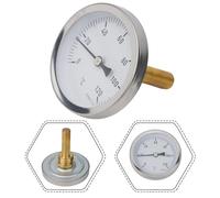 Opatiny Thermomètre bimétallique de 63 mm avec gaine en cuivre, 1/2" à visser pour systèmes de chauffage de chaudière, 0-120 °C, pour cuisine, barbecue, four, friteuse