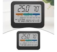 Opatiny Thermomètre hygromètre numérique avec affichage couleur, calendrier perpétuel, option de format de l'heure, support magnétique, pour la maison et le bureau