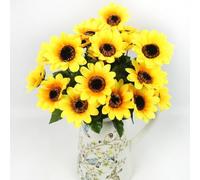 Opatiny Tournesols artificiels - 33 cm Lot de 4 arrangements de fleurs en soie pour décoration d'intérieur joyeuse style ferme
