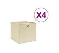 vidaXL Opbergboxen 4 st 28x28x28 cm nonwoven stof crÃmekleurig325215 Crème G