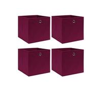 vidaXL Boîtes de rangement 4 pcs Rouge foncé 32x32x32 cm Tissu Rouge