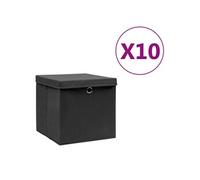vidaXL Boîtes de rangement avec couvercles 10 pcs 28x28x28 cm Noir Noir