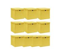 vidaXL Boîtes de rangement et couvercles 10 pcs Jaune 32x32x32cm Tissu Multicolore