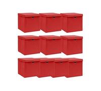 vidaXL Boîtes de rangement et couvercles 10 pcs Rouge 32x32x32cm Tissu