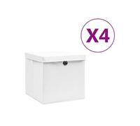 vidaXL Boîtes de rangement avec couvercle lot de 4 28 x 28 x 28 cm Blanc 325208