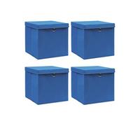 Vidaxl Bo?Tes De Rangement Avec Couvercle 4 Pcs Bleu 32x32x32 Cm Tissu Bleu