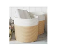 Panier de Rangement Corbeille Salle de Séjour Maison Gris et Blanc Coton vidaXL