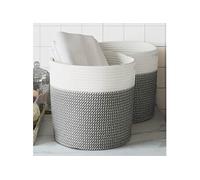 Paniers de Rangement Corbeilles Salon Maison 2 pcs Gris et Blanc Coton vidaXL