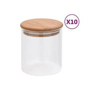 vidaXL Opbergpotten met bamboe deksel 10 st 600 ml glas150695 Transparent G