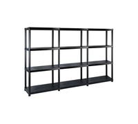 vidaXL Étagère de rangement à 4 niveaux Noir 183x30,5x130 cm Plastique