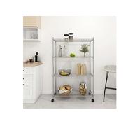 Opbergrek 4-laags met wielen 200 kg 90x35x142 cm chroomkleurig324627