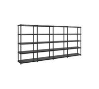 vidaXL Étagère de rangement à 5 niveaux Noir 366x45,7x185 cm Plastique