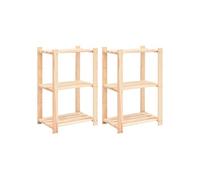Opbergrekken 3-laags 2 st 60x38x90 cm massief grenenhout 150 kg3051121