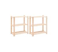 Opbergrekken 3-laags 2 st 80x38x90 cm massief grenenhout 150 kg3051117