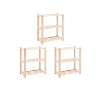 Opbergrekken 3-laags 3 st 80x38x90 cm massief grenenhout 150 kg3051118