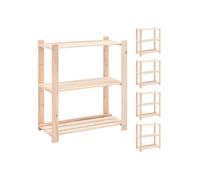 Opbergrekken 3-laags 5 st 150 kg 80x38x90 cm massief grenenhout3051119