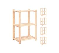 Opbergrekken 3-laags 5 st 60x38x90 cm massief grenenhout 150 kg3051123