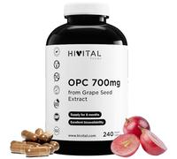 OPC Extrait de Pépins de RAISIN 700 mg. 240 gélules vegan pour 8 mois de traitement. 99% Extrait de Pépins de Raisin en OPC. Fabriqué en Europe par HIVITAL