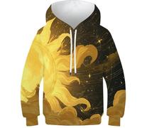 OPCALIS 3D Impression Teen Girl Boy Dieu Soleil Hoodie Sweatshirt Pull Manches Longues Casual 12-14Y