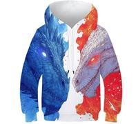 OPCALIS 3D Imprimé Enfants Glace et feu Sweatshirt Élément Hoodie Pull Long Sleeve Casual 9-11Y
