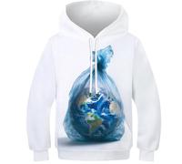 OPCALIS Enfant Hoodie Protéger la Terre Sweatshirt Amour The Environment 3D Imprimé PulAmourr Manches Longues Novelty 13-15Y