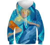 OPCALIS Enfants Hoodie Dauphin 3D Printed Pullover Manches Longues Sweatshirt Marsouin avec Poche pour Filles Garçons Casual Novelty 13-15Y