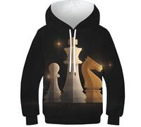 OPCALIS Enfants Hoodie Échecs Sweat À Capuche 3D Imprimé Pull Long Sleeve Novelty 8-10Y