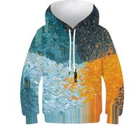 OPCALIS Enfants Hoodie Glace et feu Sweat À Capuche Élément 3D Imprimé Pull Long Sleeve Novelty 10-12Y