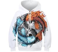 OPCALIS Enfants Hoodie Poisson Sweat À Capuche GoldPoisson 3D Imprimé Pull Long Sleeve Novelty 9-11Y