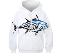 OPCALIS Enfants Sweat À Capuche Poisson Hoodie GoldPoisson 3D Printed Pull Long Sleeve Novelty Mit Poche 11-13Y