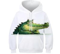 OPCALIS Enfants Teen Fille Garçon Hoodie Crocodile 3D Printed Pullover Sweatshirt Manches Longues Animal avec Poche Novelty Casual 10-12Y