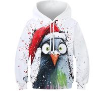 OPCALIS Filles Hoodie Pigeon 3D Printed Pullover Manches Longues Sweatshirt Animal avec Grandes Poches Enfants Teen Casual 9-11Y